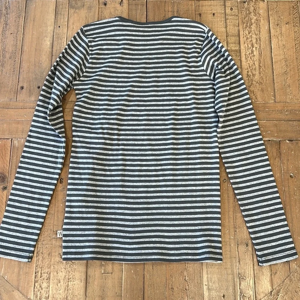 Wheat organic cotton gray striped long sleeve shirt nwt
